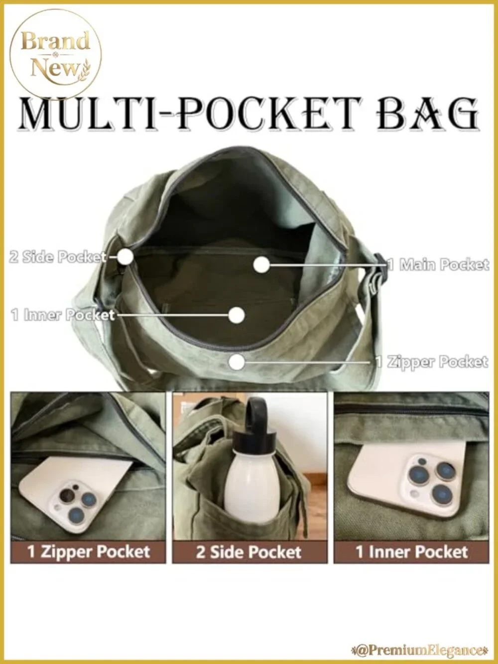 Large Canvas Messenger Bag Satchel Crossbody Tote for Women Men